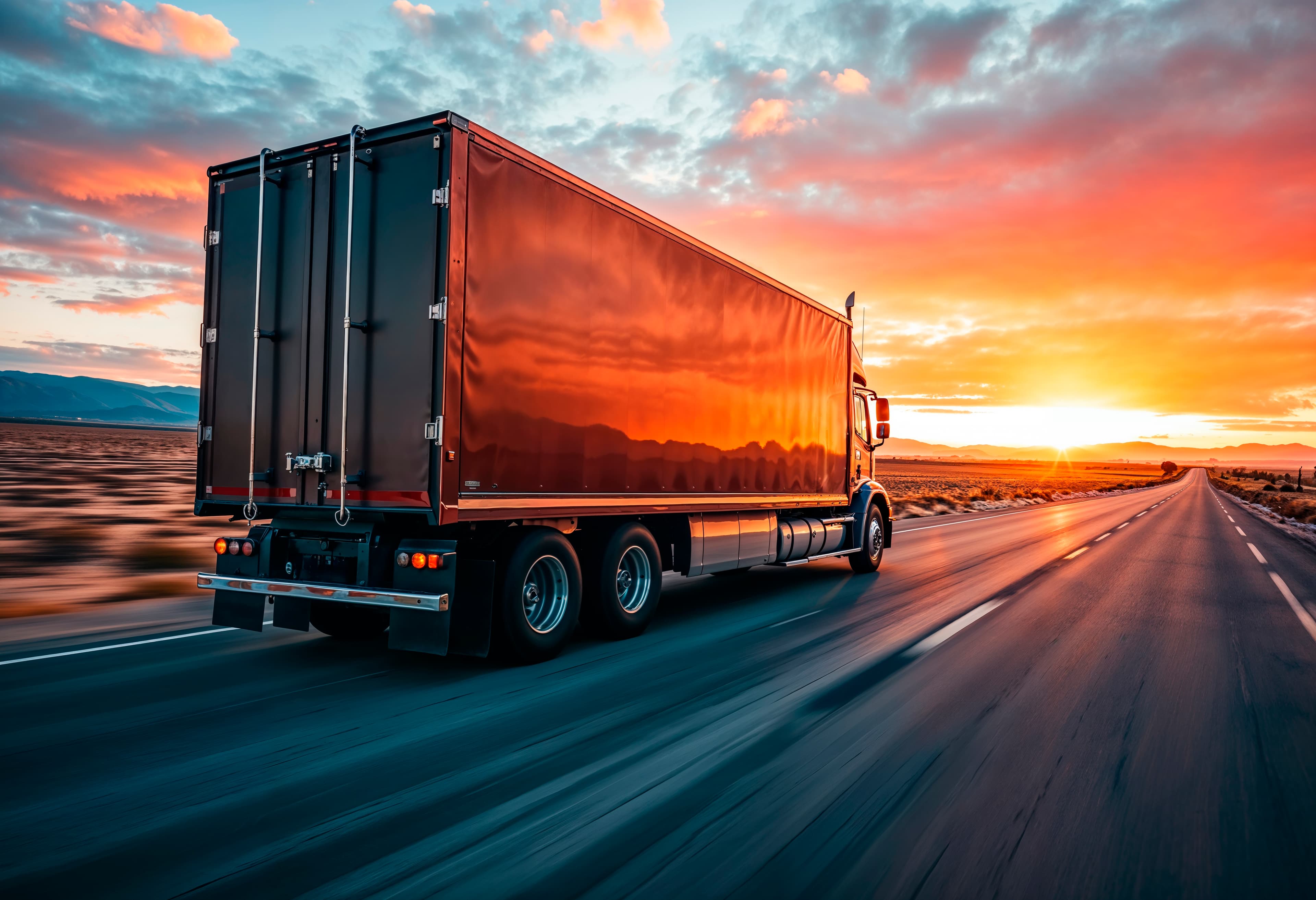Logistic vehicle moving on the road